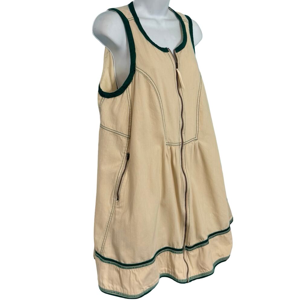 Anthropologie Pilcro Cream Green Zip Denim Mini Trapeze Dress size 1X NEW Tags - Picture 10 of 13